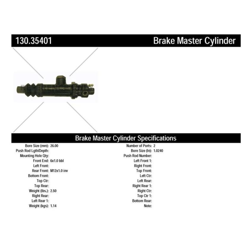 CENTRIC PARTS 130.35401 Centric Premium Brake Master Cylinder