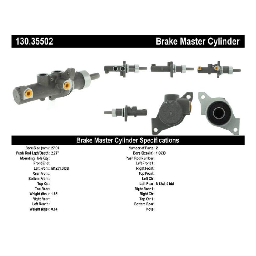 CENTRIC PARTS 130.35502 Centric Premium Brake Master Cylinder