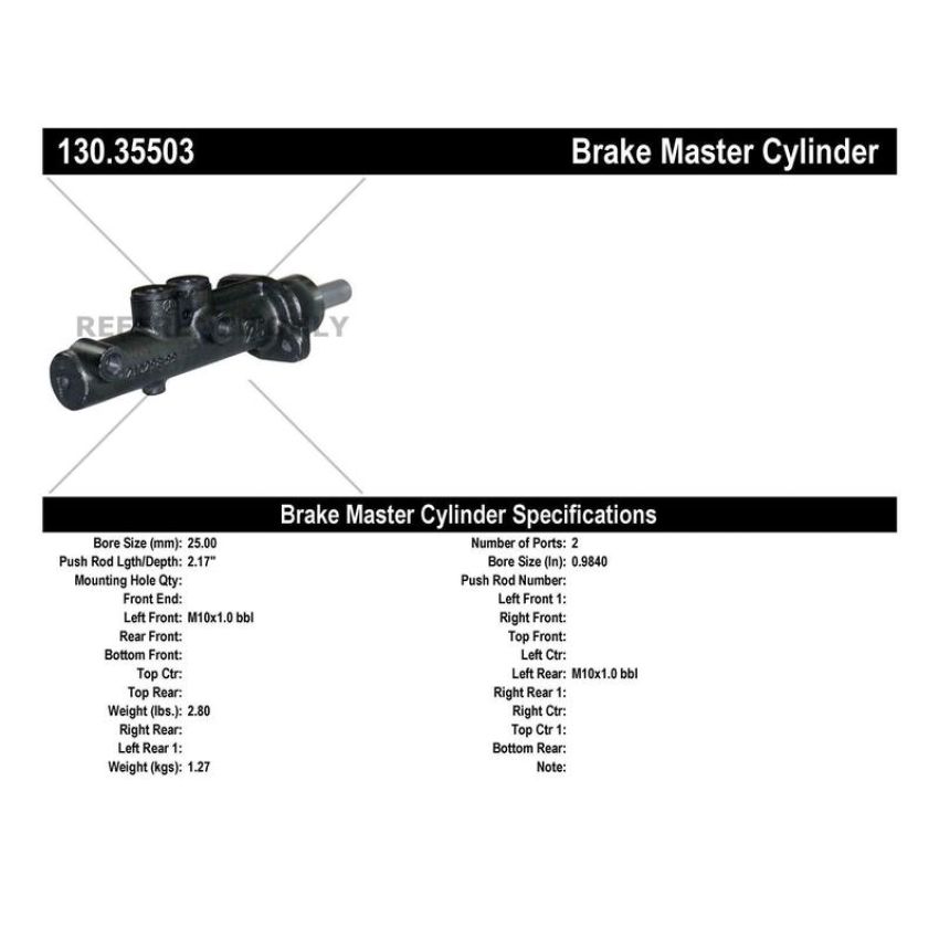 CENTRIC PARTS 130.35503 Centric Premium Brake Master Cylinder