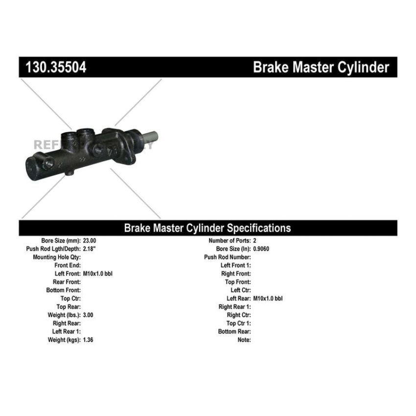 CENTRIC PARTS 130.35504 Centric Premium Brake Master Cylinder