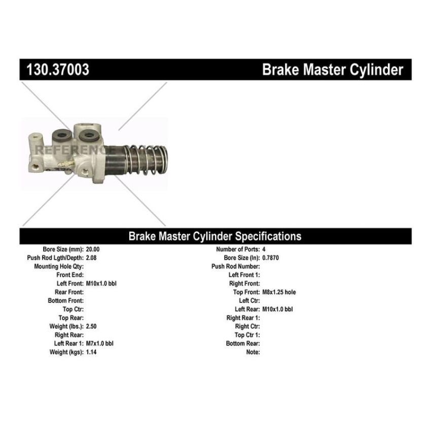 CENTRIC PARTS 130.37003 Centric Premium Brake Master Cylinder