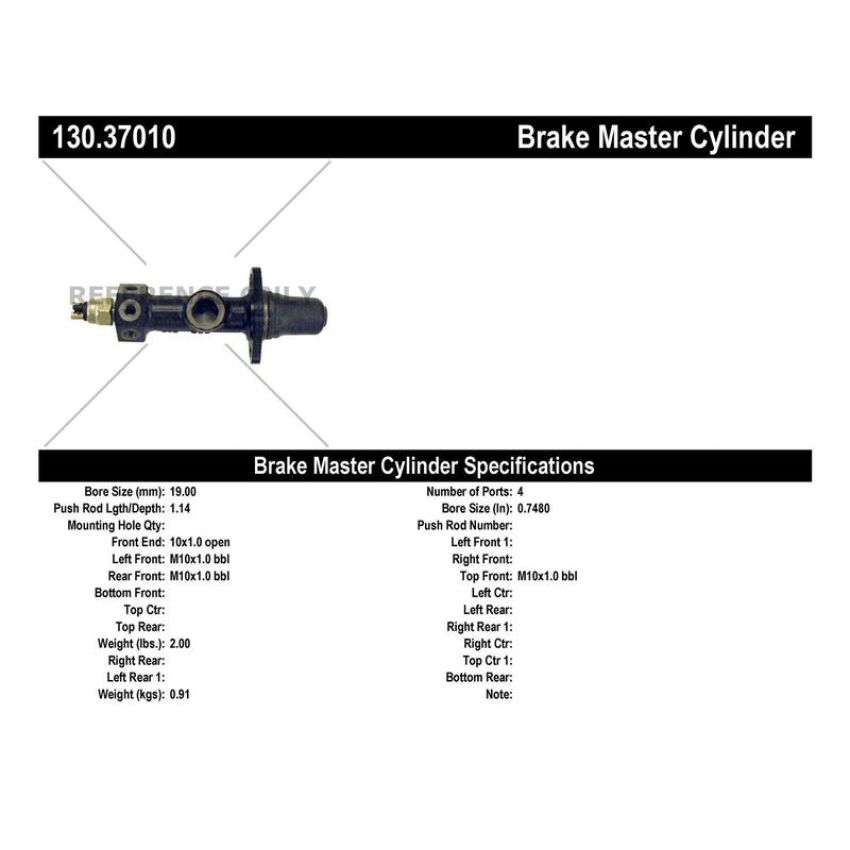 CENTRIC PARTS 130.37010 Centric Premium Brake Master Cylinder