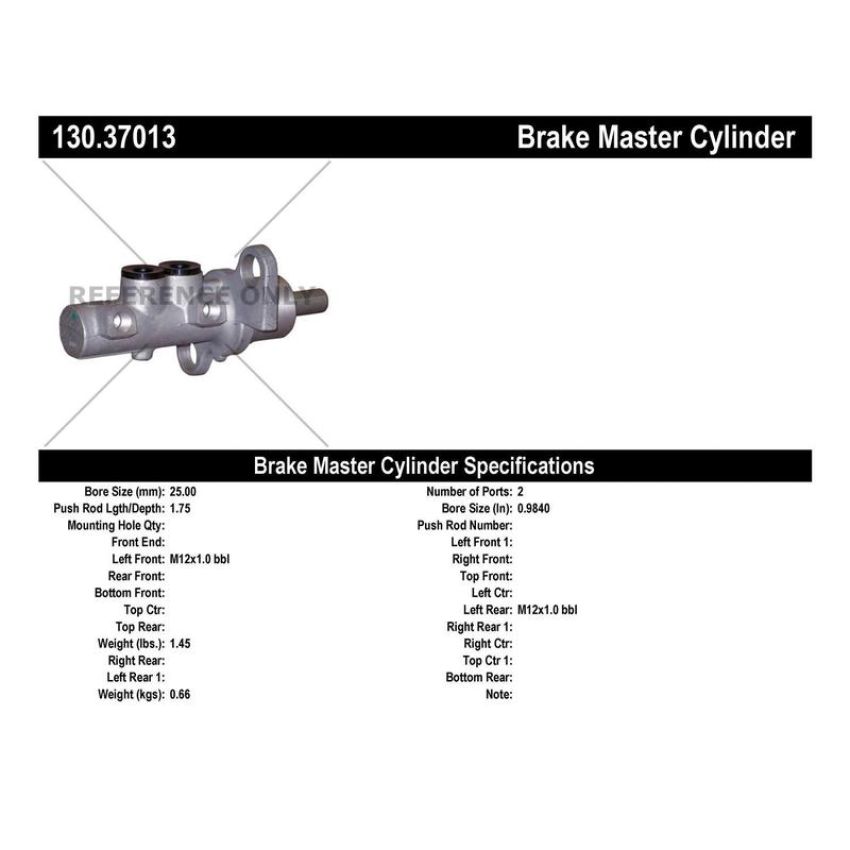 CENTRIC PARTS 130.37013 Centric Premium Brake Master Cylinder