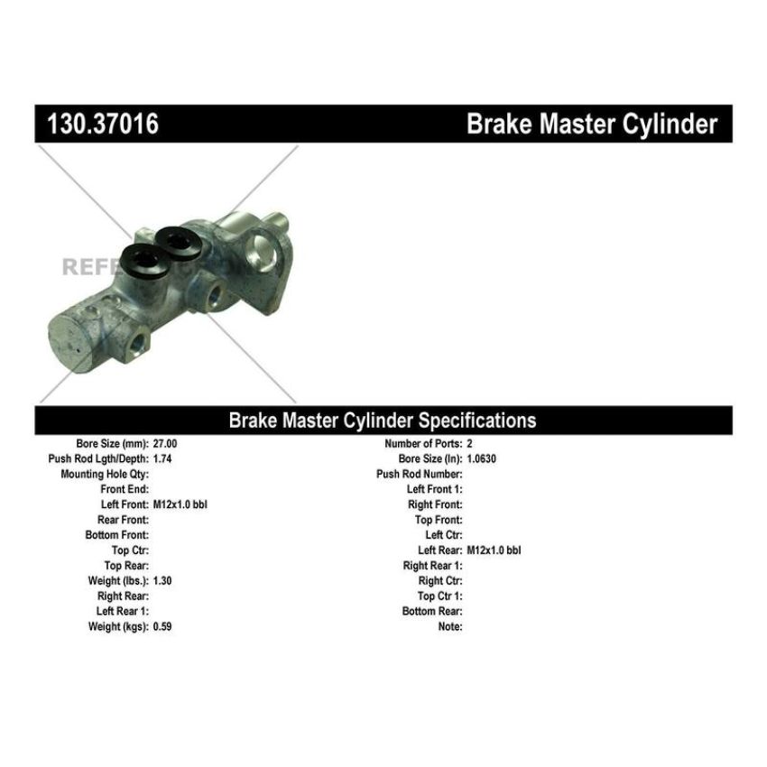 CENTRIC PARTS 130.37016 Centric Premium Brake Master Cylinder