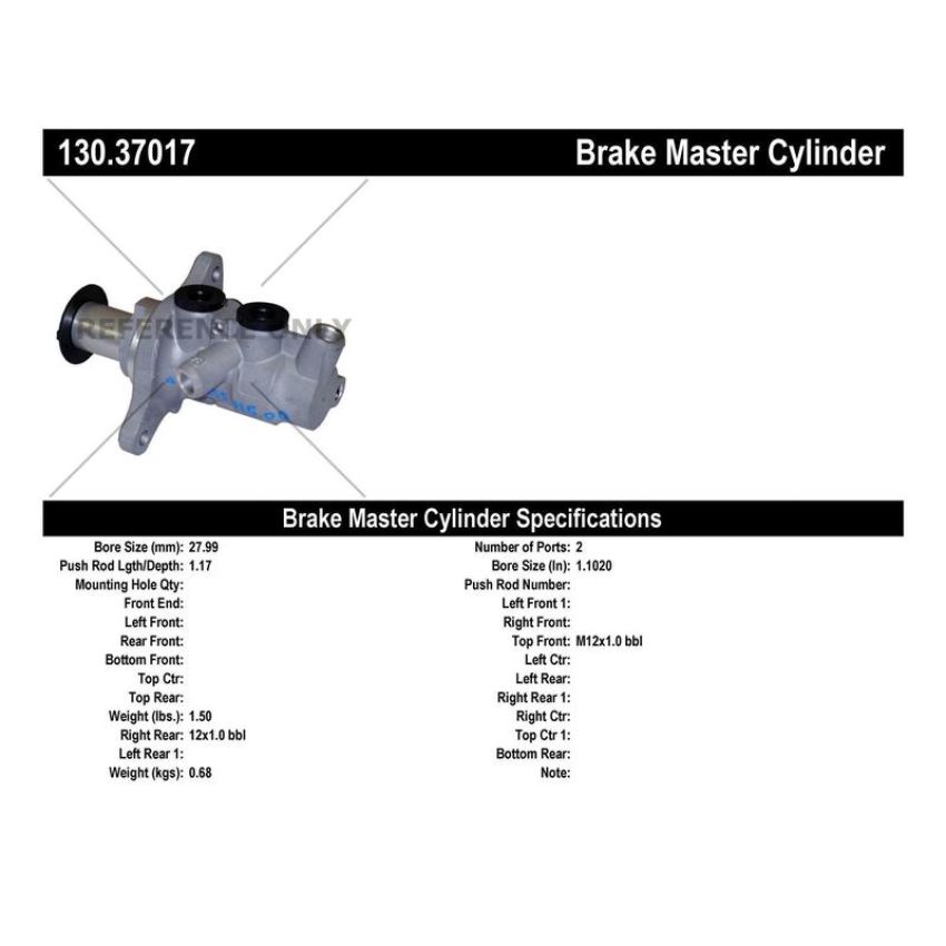 CENTRIC PARTS 130.37017 Centric Premium Brake Master Cylinder