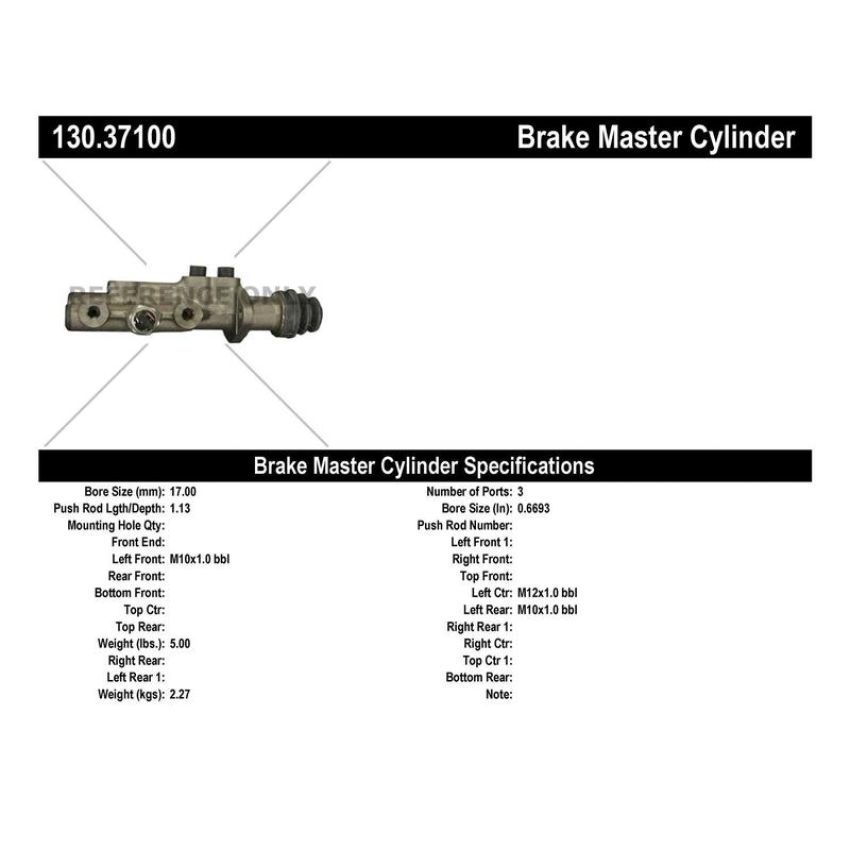 CENTRIC PARTS 130.37100 Centric Premium Brake Master Cylinder