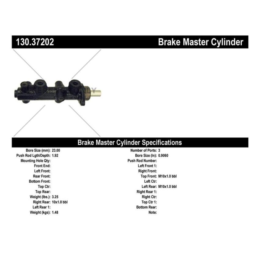 CENTRIC PARTS 130.37202 Centric Premium Brake Master Cylinder