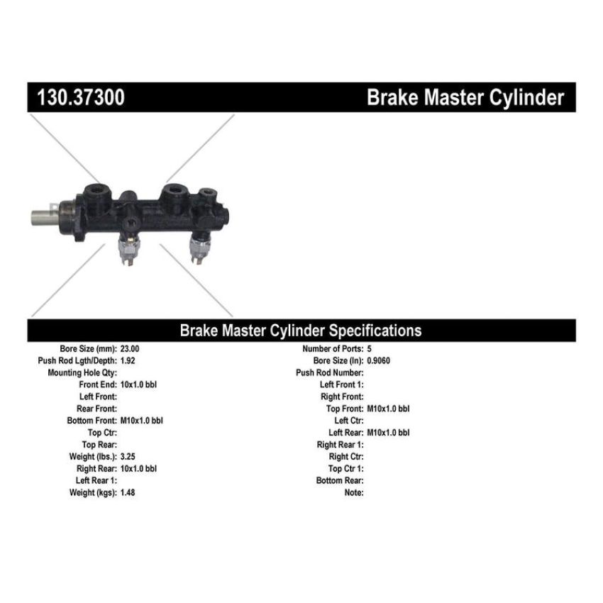 CENTRIC PARTS 130.37300 Centric Premium Brake Master Cylinder