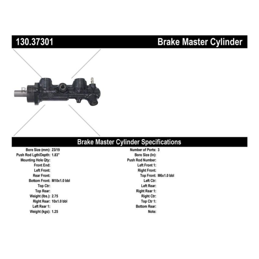 CENTRIC PARTS 130.37301 Centric Premium Brake Master Cylinder