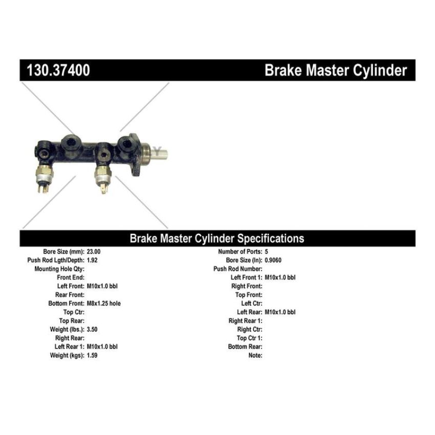 CENTRIC PARTS 130.37400 Centric Premium Brake Master Cylinder