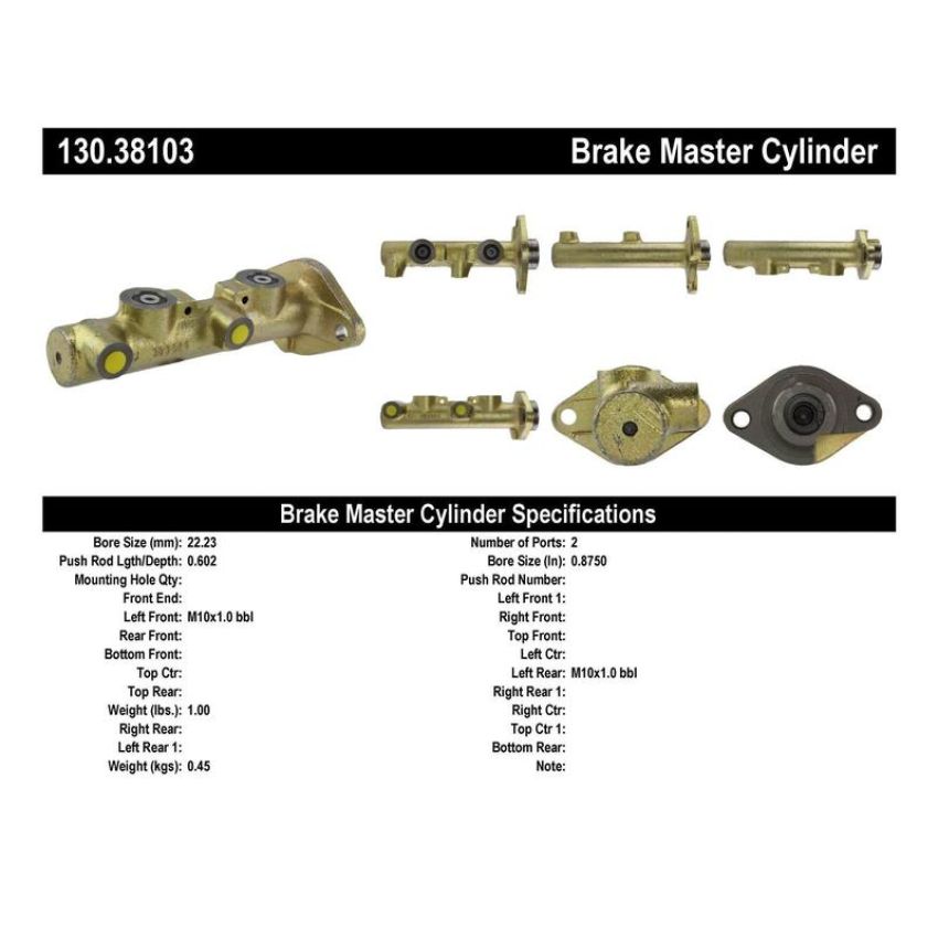 CENTRIC PARTS 130.38103 Centric Premium Brake Master Cylinder