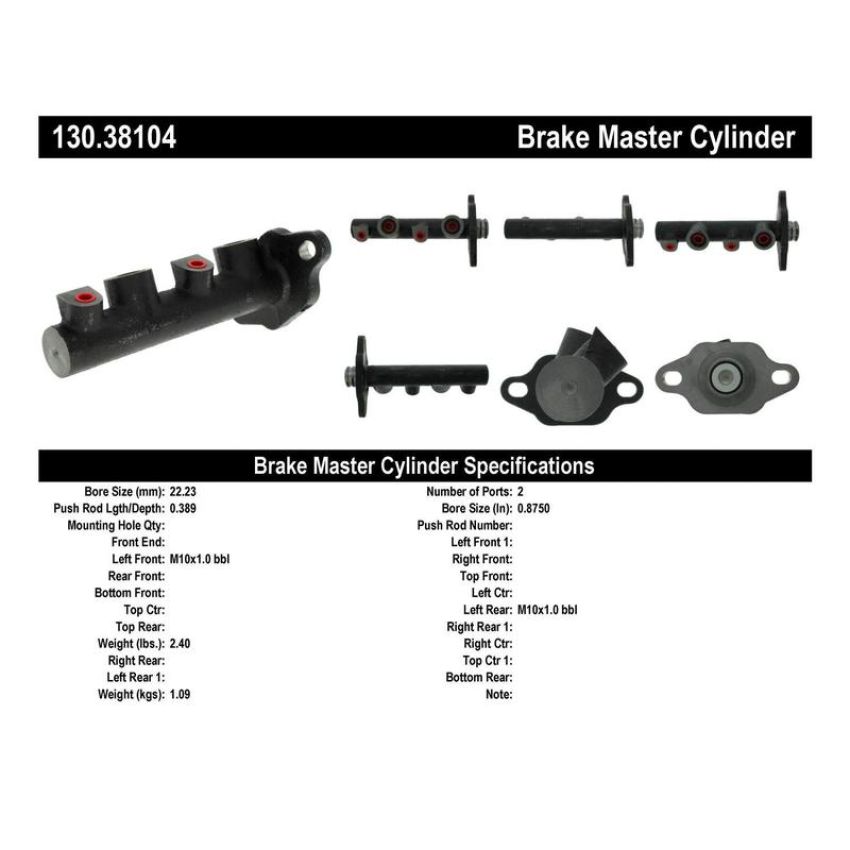CENTRIC PARTS 130.38104 Centric Premium Brake Master Cylinder