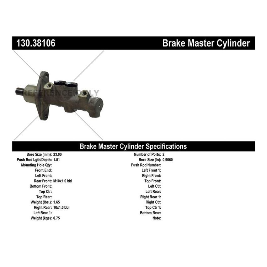 CENTRIC PARTS 130.38106 Centric Premium Brake Master Cylinder