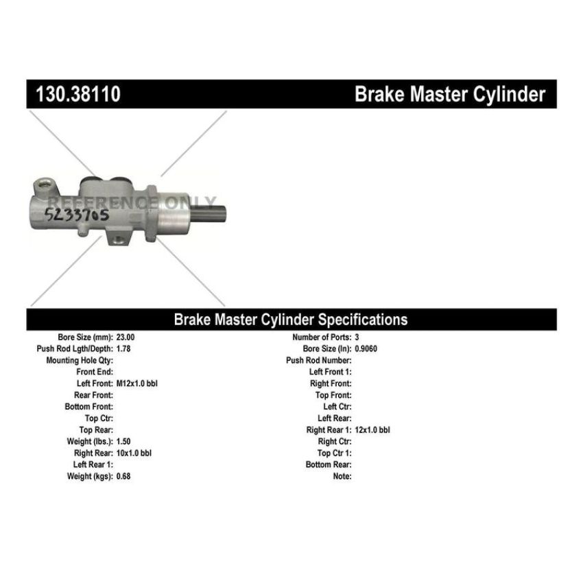 CENTRIC PARTS 130.38110 Centric Premium Brake Master Cylinder