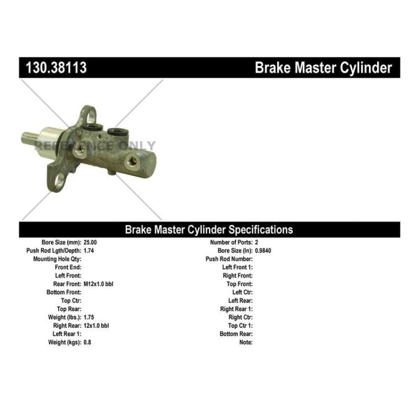 CENTRIC PARTS 130.38113 Centric Premium Brake Master Cylinder