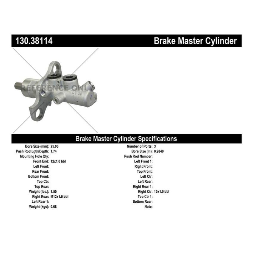 CENTRIC PARTS 130.38114 Centric Premium Brake Master Cylinder