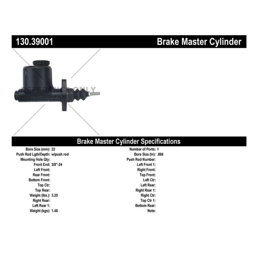 CENTRIC PARTS 130.39001 Centric Premium Brake Master Cylinder