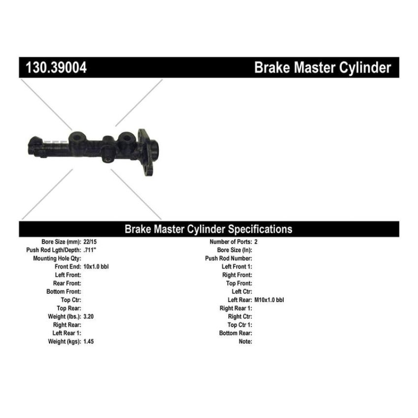 CENTRIC PARTS 130.39004 Centric Premium Brake Master Cylinder