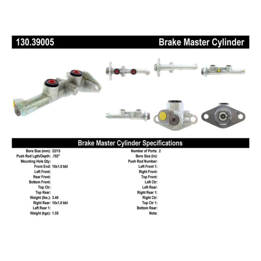 CENTRIC PARTS 130.39005 Centric Premium Brake Master Cylinder