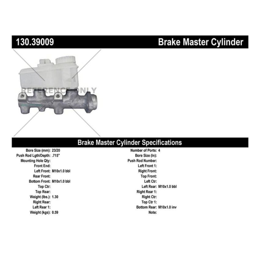 CENTRIC PARTS 130.39009 Centric Premium Brake Master Cylinder