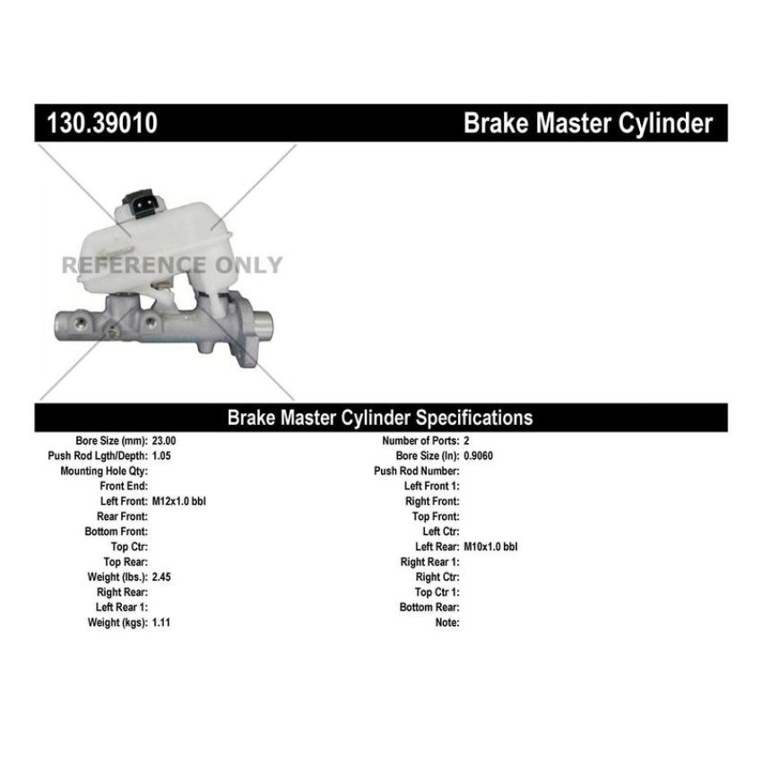 CENTRIC PARTS 130.39010 Centric Premium Brake Master Cylinder
