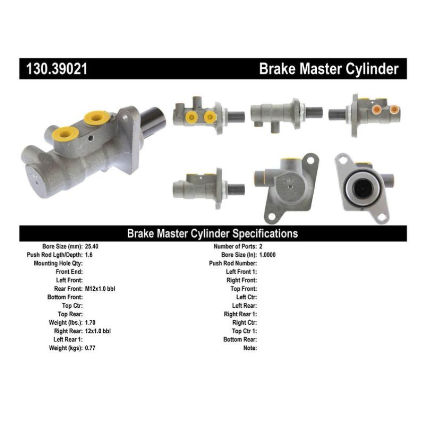 CENTRIC PARTS 130.39021 Centric Premium Brake Master Cylinder