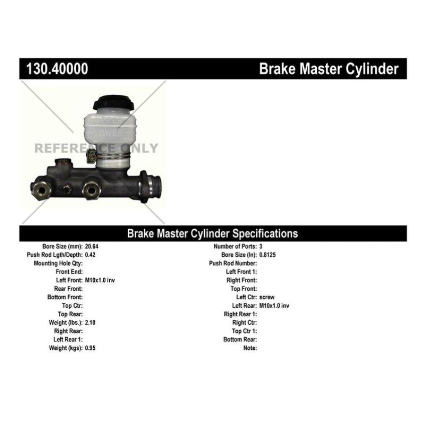 CENTRIC PARTS 130.40000 Centric Premium Brake Master Cylinder
