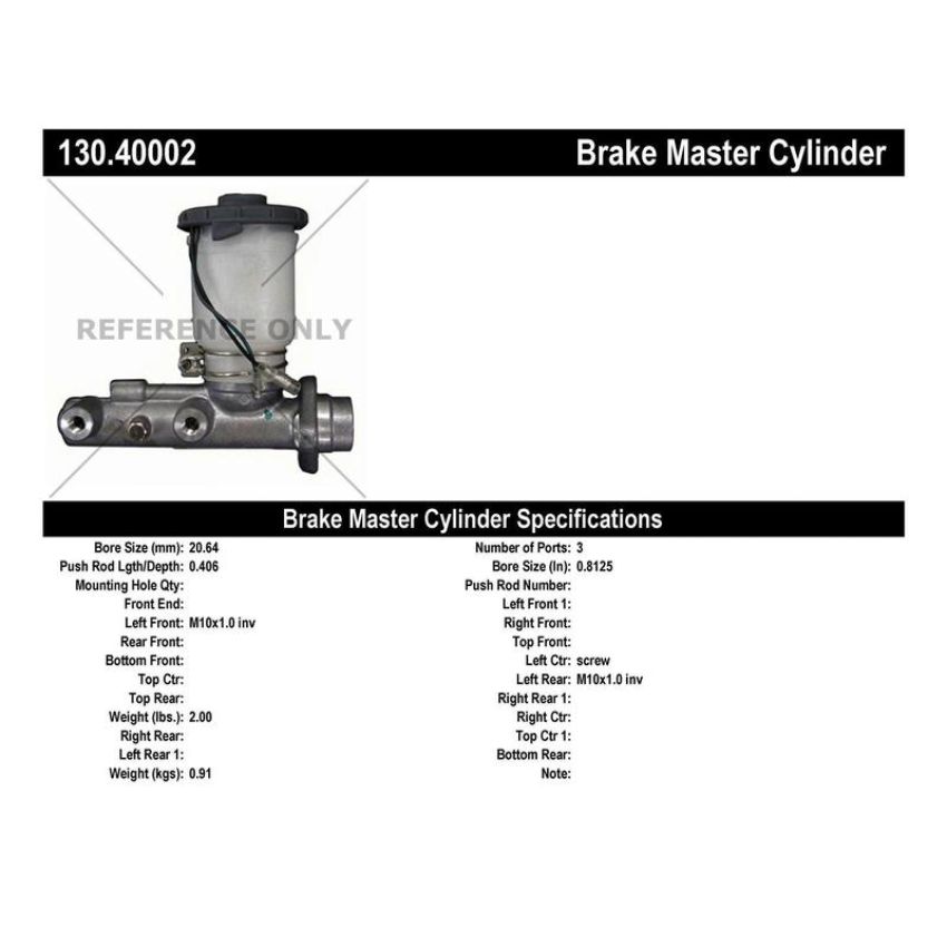CENTRIC PARTS 130.40002 Centric Premium Brake Master Cylinder