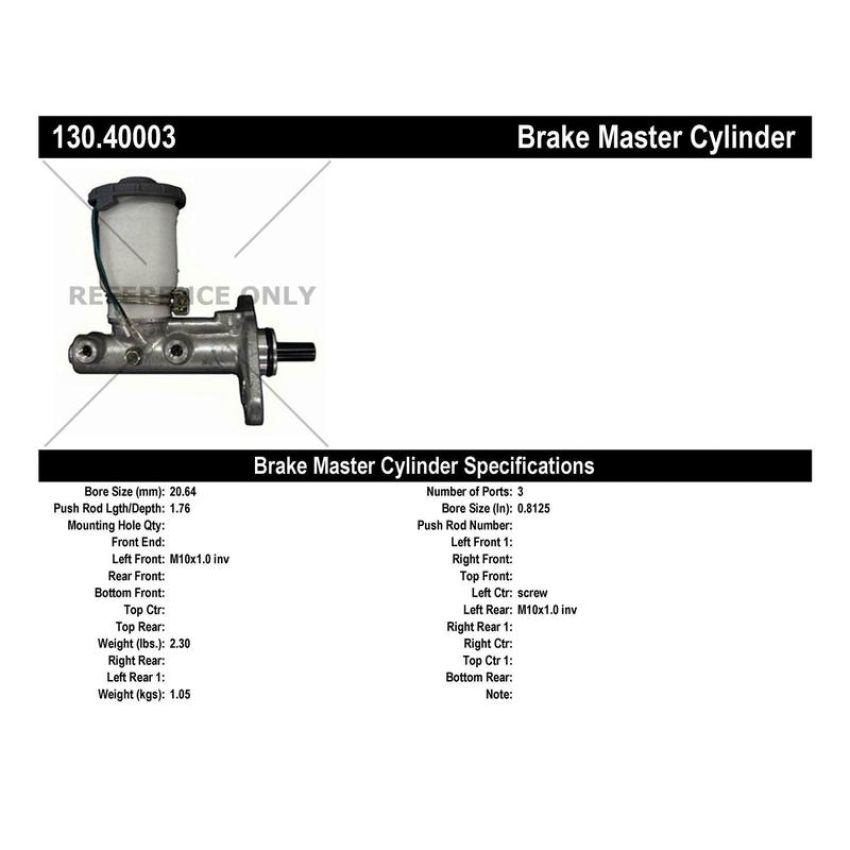 CENTRIC PARTS 130.40003 Centric Premium Brake Master Cylinder