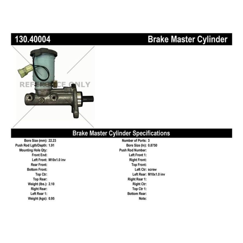 CENTRIC PARTS 130.40004 Centric Premium Brake Master Cylinder
