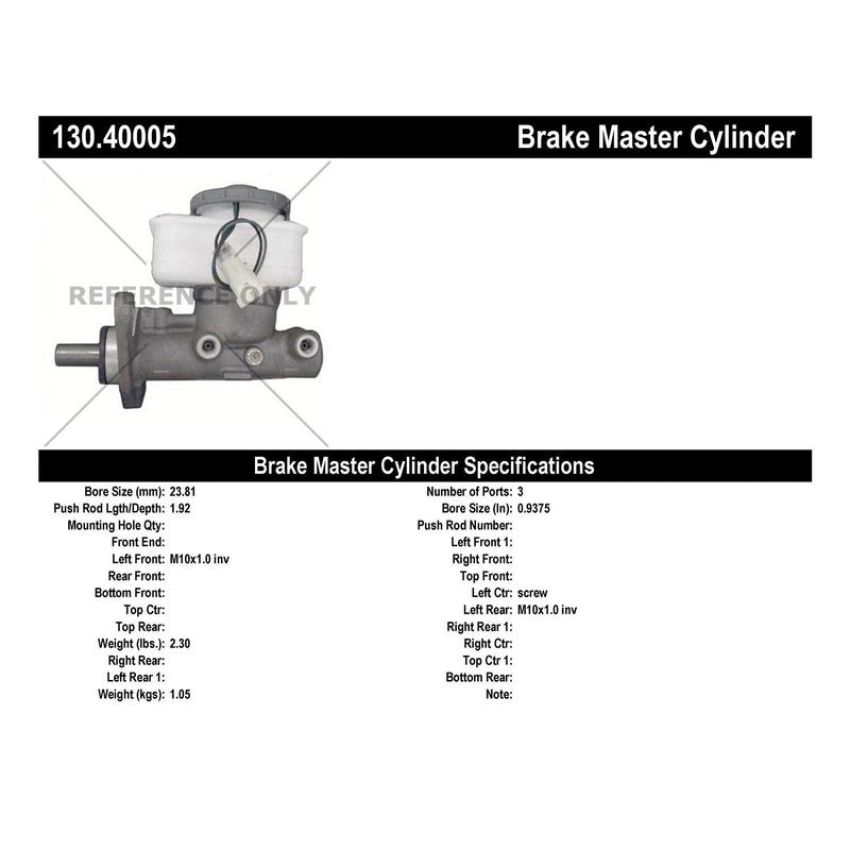 CENTRIC PARTS 130.40005 Centric Premium Brake Master Cylinder