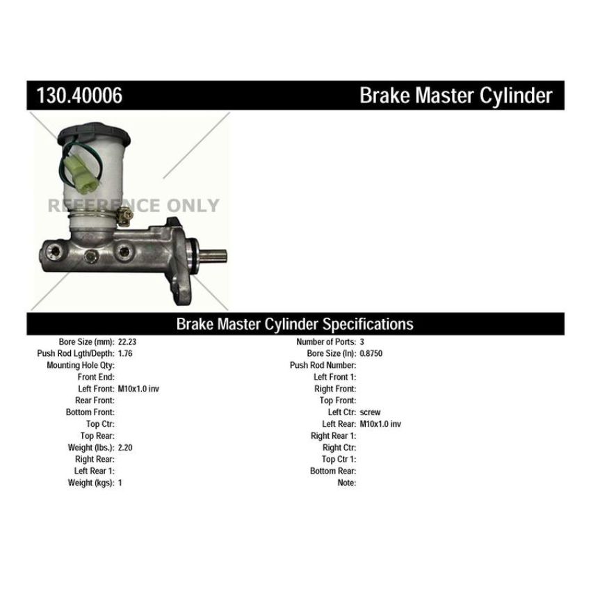 CENTRIC PARTS 130.40006 Centric Premium Brake Master Cylinder