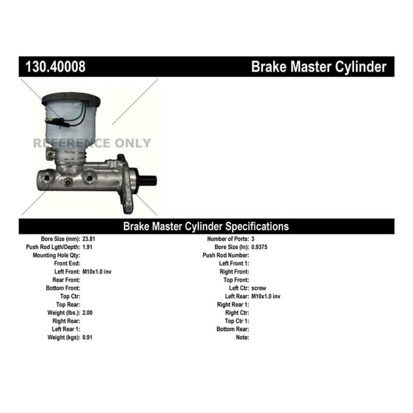 CENTRIC PARTS 130.40008 Centric Premium Brake Master Cylinder