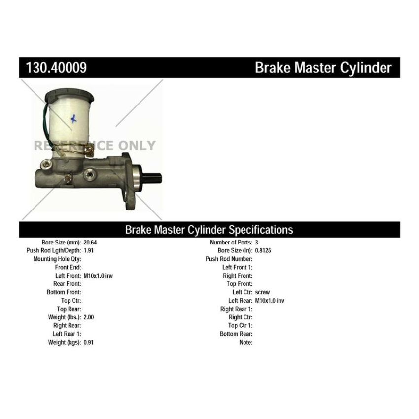 CENTRIC PARTS 130.40009 Centric Premium Brake Master Cylinder