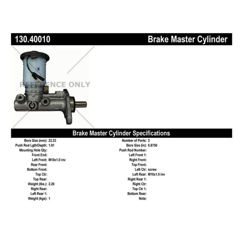 CENTRIC PARTS 130.40010 Centric Premium Brake Master Cylinder