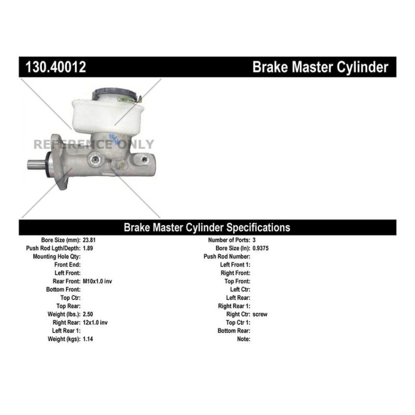 CENTRIC PARTS 130.40012 Centric Premium Brake Master Cylinder