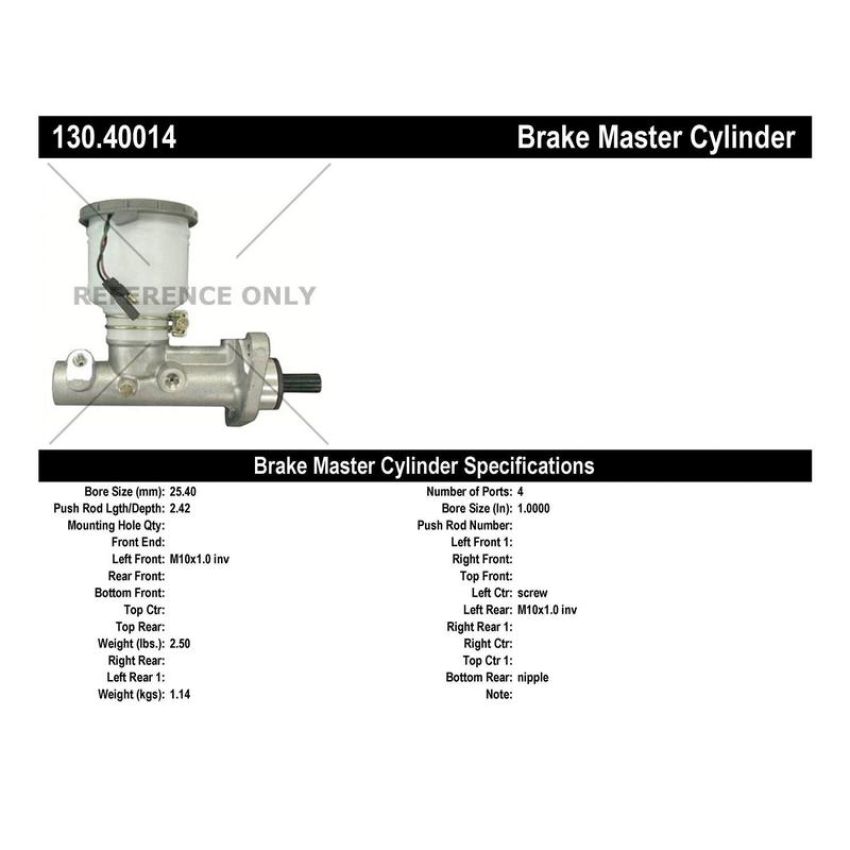 CENTRIC PARTS 130.40014 Centric Premium Brake Master Cylinder