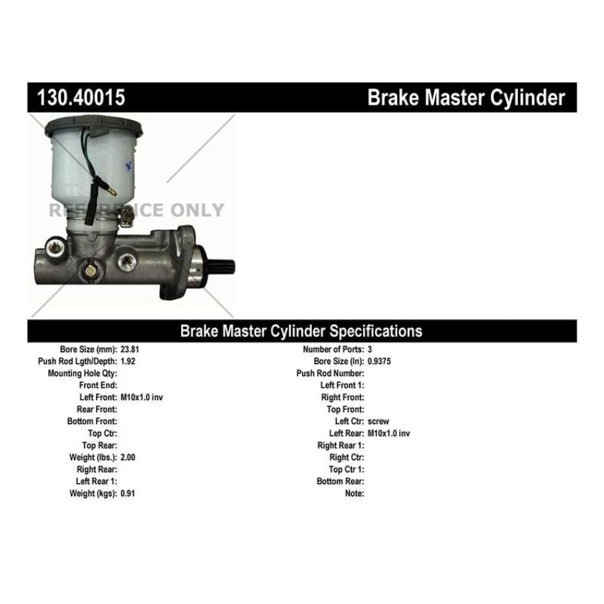 CENTRIC PARTS 130.40015 Centric Premium Brake Master Cylinder