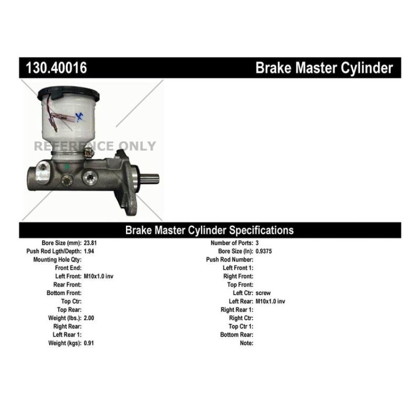CENTRIC PARTS 130.40016 Centric Premium Brake Master Cylinder