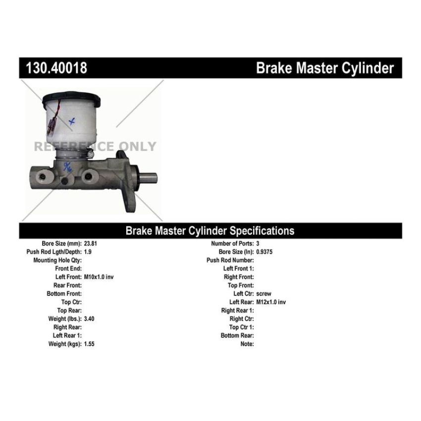 CENTRIC PARTS 130.40018 Centric Premium Brake Master Cylinder