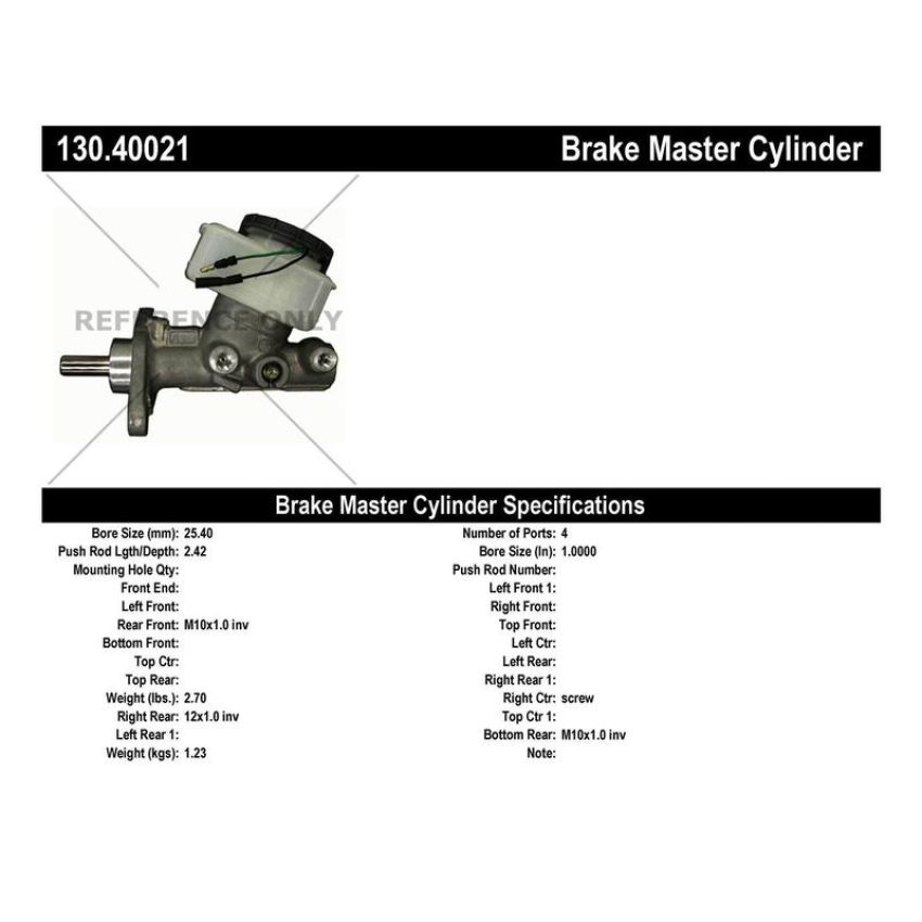 CENTRIC PARTS 130.40021 Centric Premium Brake Master Cylinder