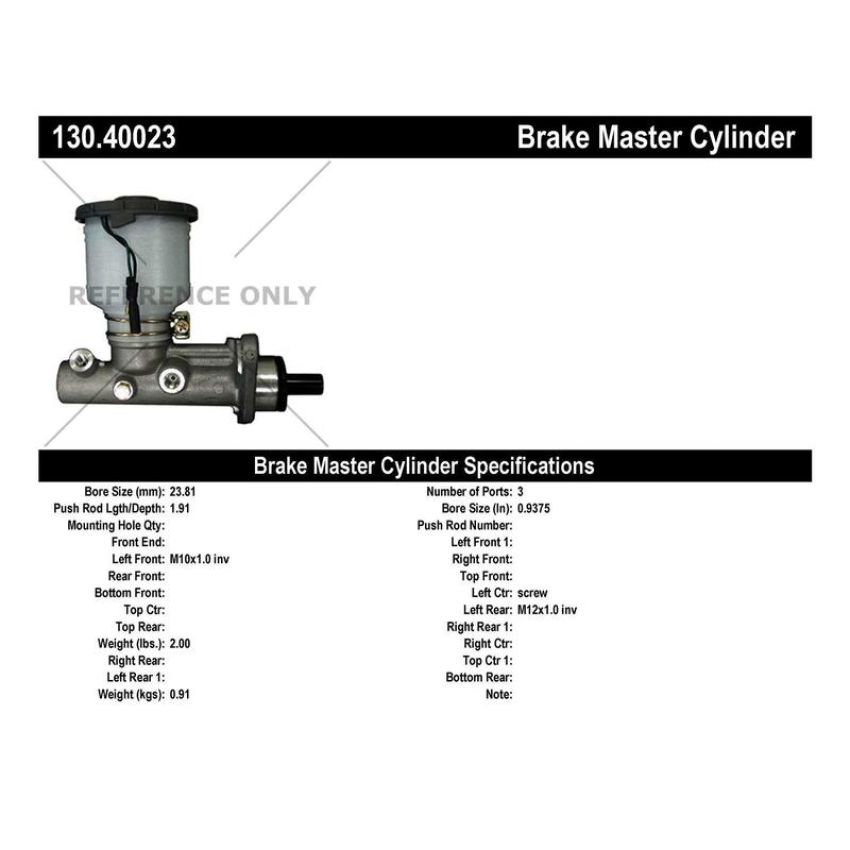 CENTRIC PARTS 130.40023 Centric Premium Brake Master Cylinder