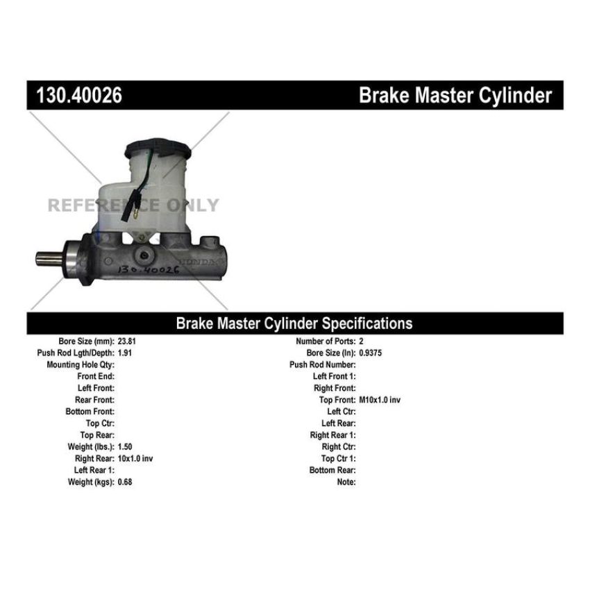 CENTRIC PARTS 130.40026 Centric Premium Brake Master Cylinder