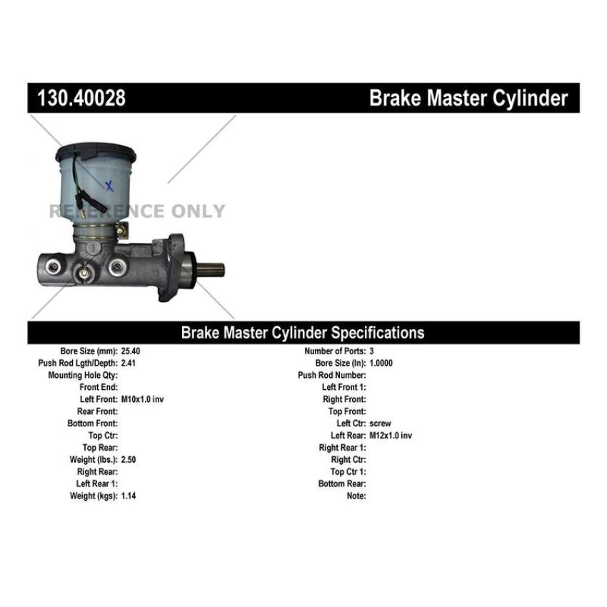 CENTRIC PARTS 130.40028 Centric Premium Brake Master Cylinder
