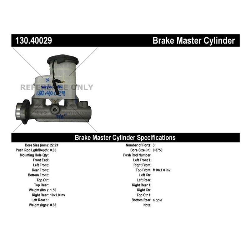 CENTRIC PARTS 130.40029 Centric Premium Brake Master Cylinder