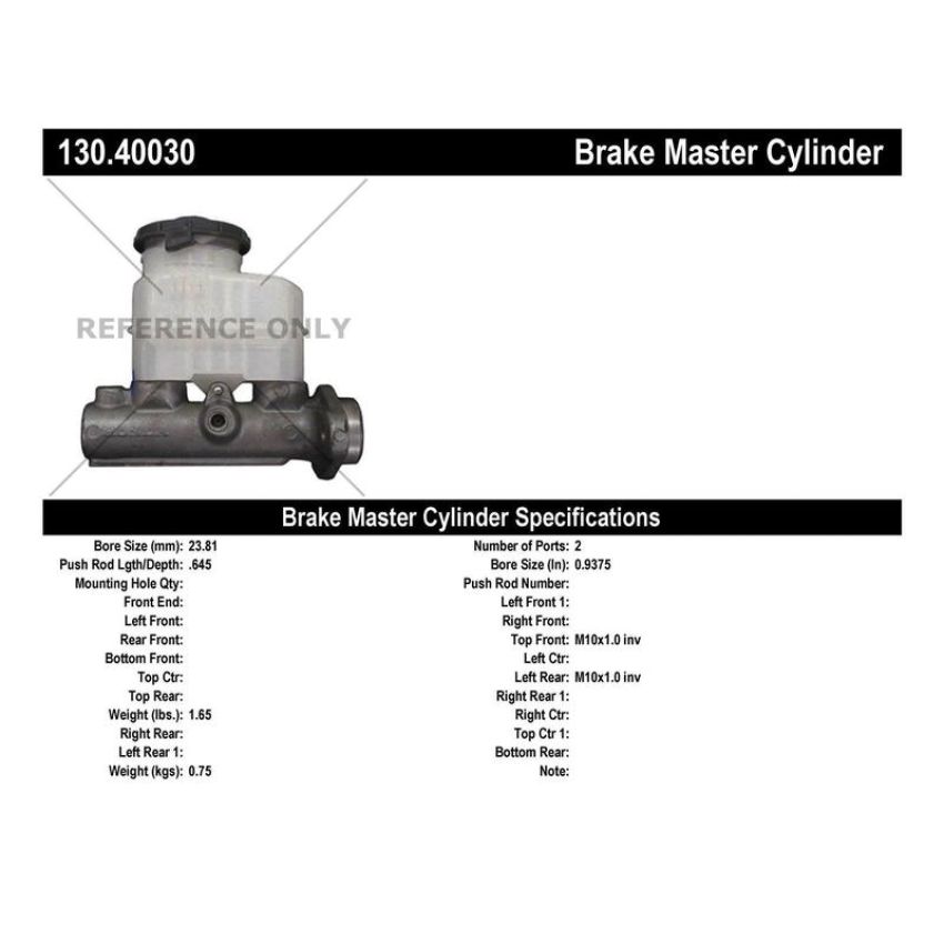 CENTRIC PARTS 130.40030 Centric Premium Brake Master Cylinder