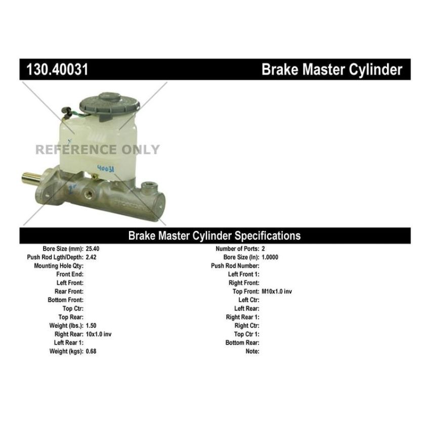 CENTRIC PARTS 130.40031 Centric Premium Brake Master Cylinder