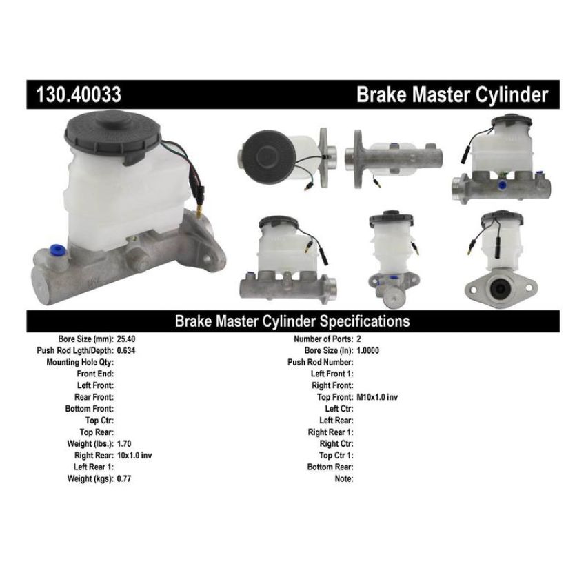 CENTRIC PARTS 130.40033 Centric Premium Brake Master Cylinder
