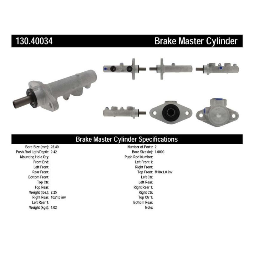 CENTRIC PARTS 130.40034 Centric Premium Brake Master Cylinder