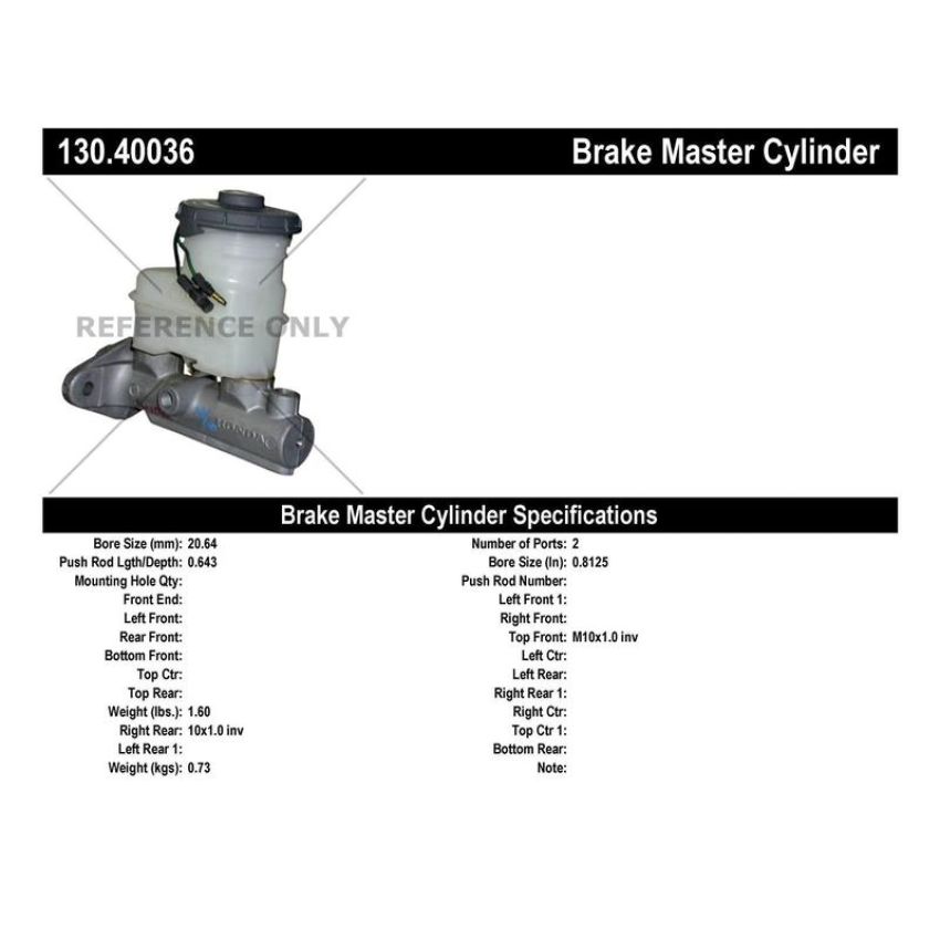 CENTRIC PARTS 130.40036 Centric Premium Brake Master Cylinder